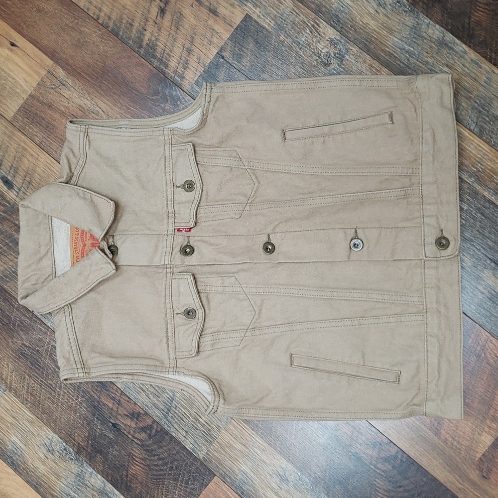 Levi's Light Tan Cotton Denim Vest, Size Large (12-13 years) Unisex